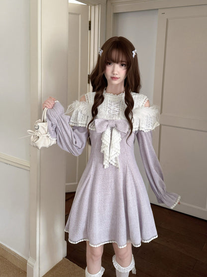 Wisteria Lace Capelet Knit Dress LAL0151