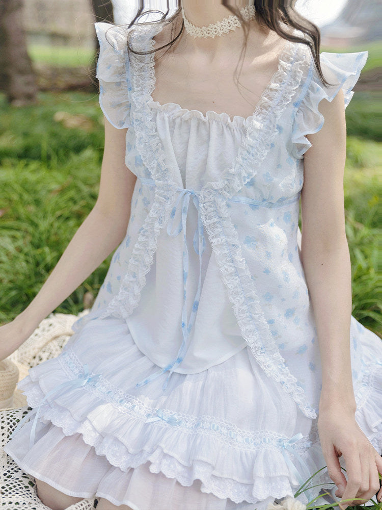 Floral Mesh Ruffle Tiered Dress LAL0247