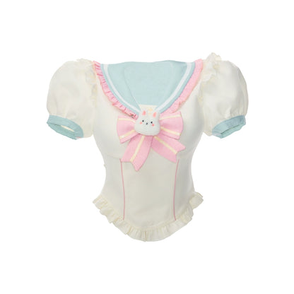 Sailor Collar Light Blue & Pink Two-piece Set SER0024