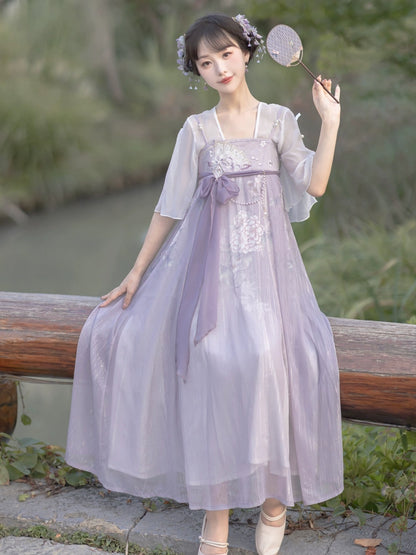 Flower Lace Purple Chinese Dress YOU0014