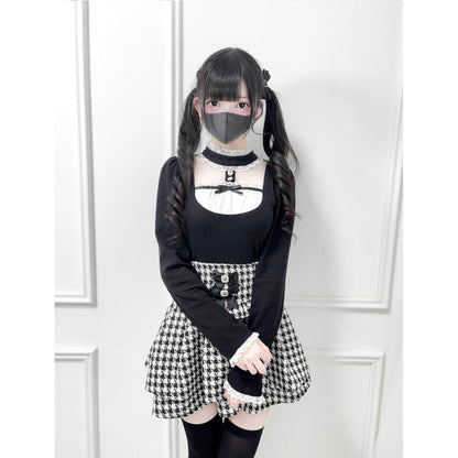 Stand Collar Ribbon Knit Top NEK0038