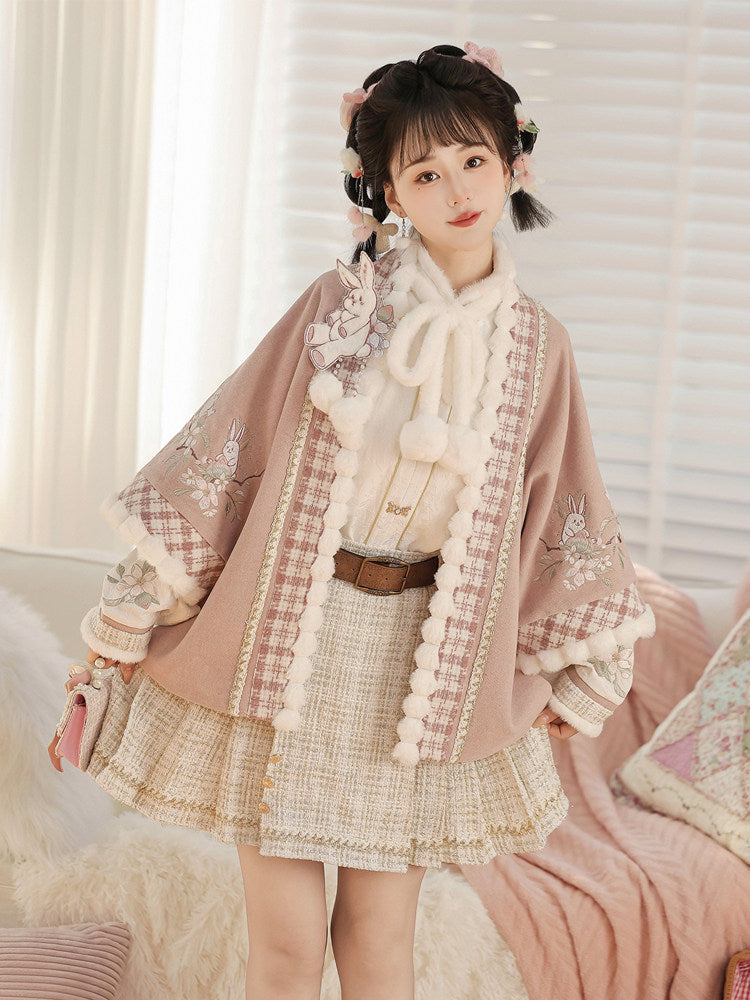 Rabbit Embroidered Chinese Style Jacket Skirt Set YOU0242