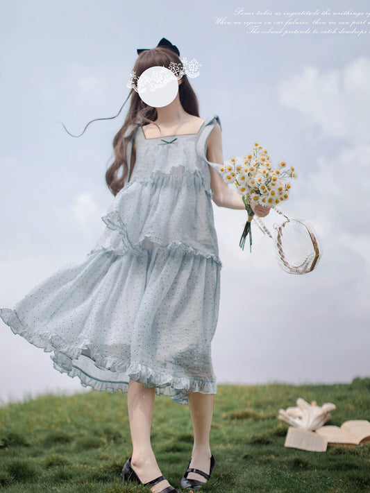 Sweet Dots Light blue Sundress HUT0047