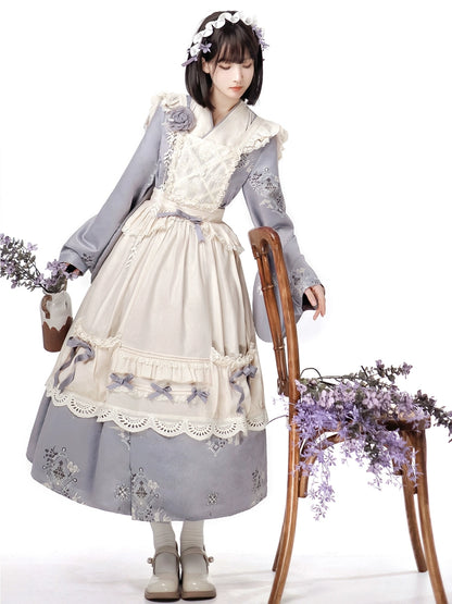 Kimono-style Purple Blue Lolita Maid Dress YOU0004