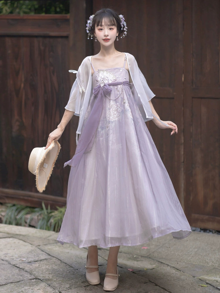 Flower Lace Purple Chinese Dress YOU0014