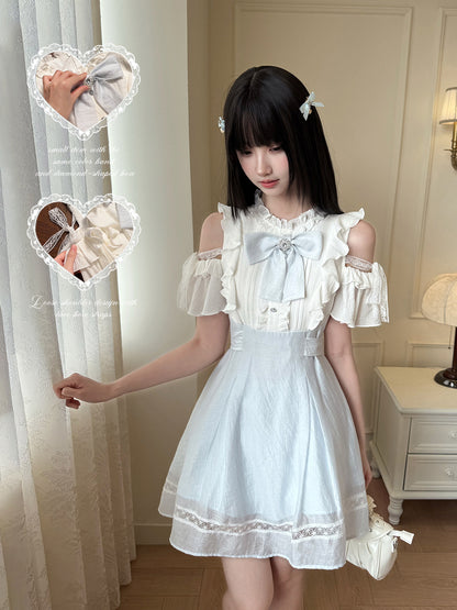 Off-Shoulder Bow Ruffle Dress LAL0223