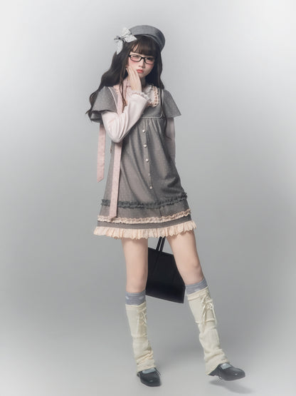 Polka Dot A-Line Pinafore Dress HUT0162