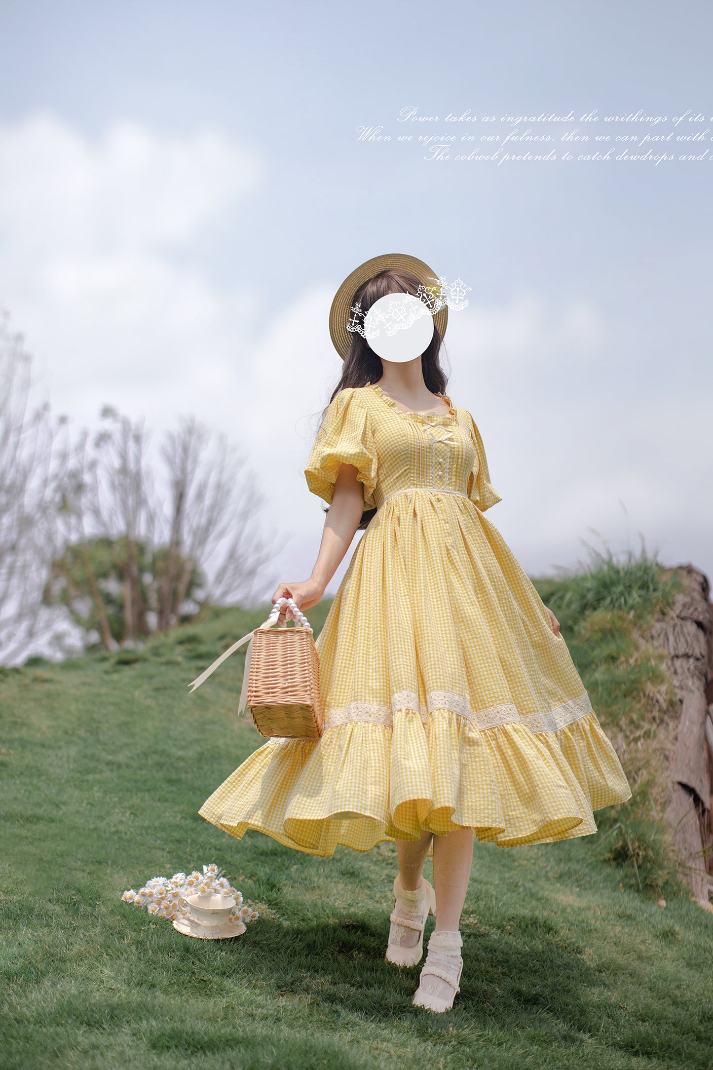 French Retro Yellow Dress HUT0001