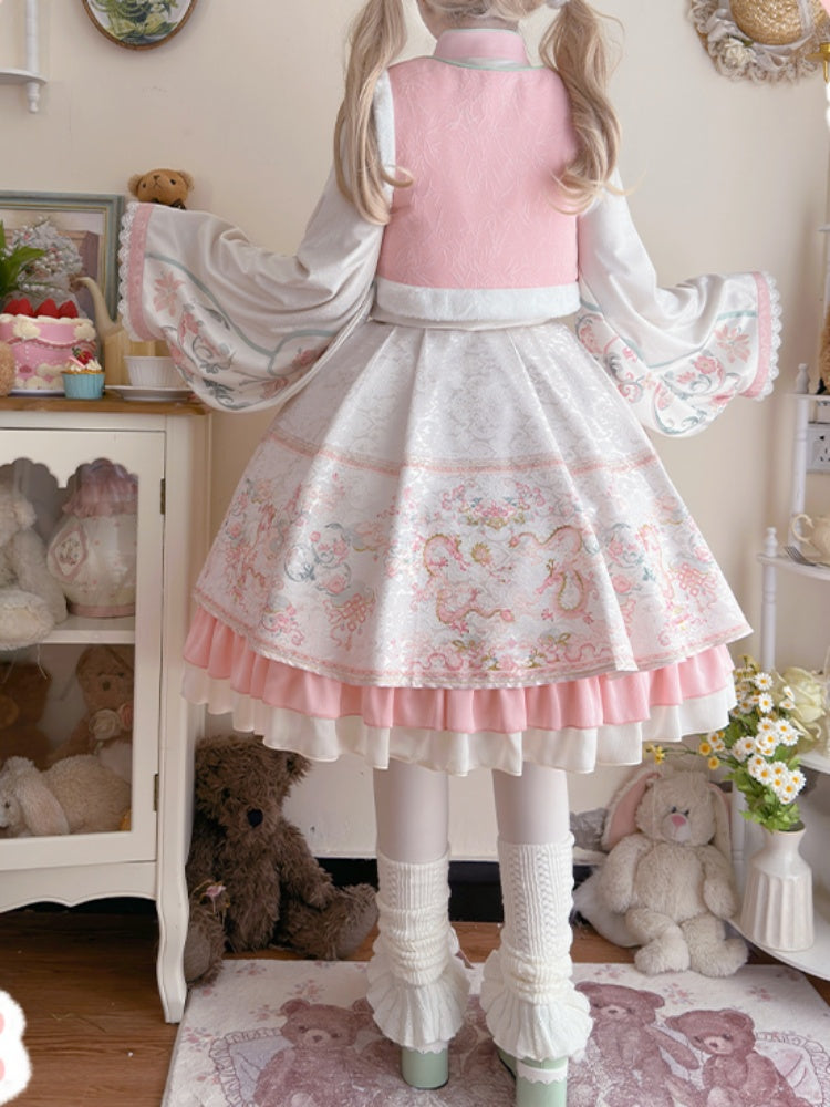 Pink White sweet Chinese style Lolita Dress CHE0050