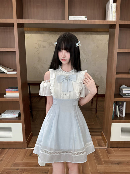 Off-Shoulder Bow Ruffle Dress LAL0223