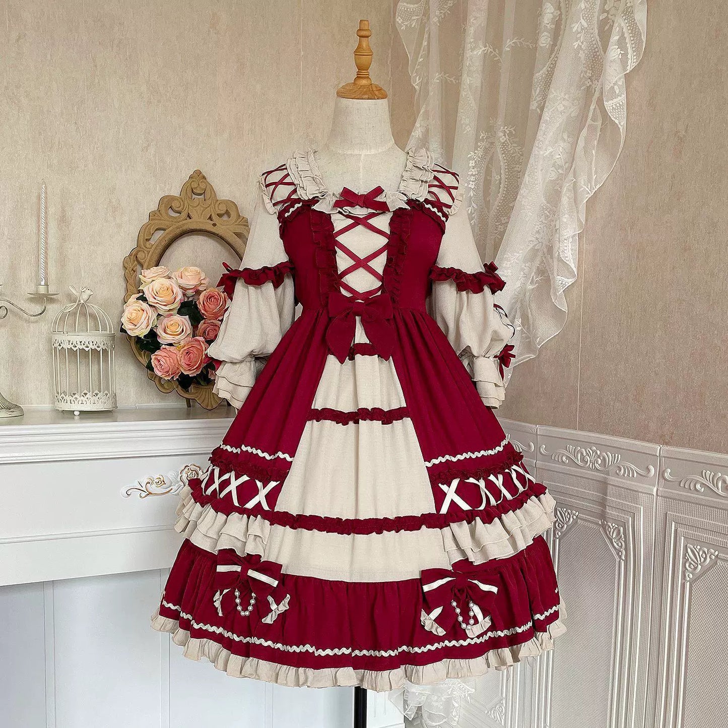 Red Ribbon Frill Little Red Riding Hood-Style Lolita Dress YOU0146