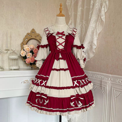 Red Ribbon Frill Little Red Riding Hood-Style Lolita Dress YOU0146