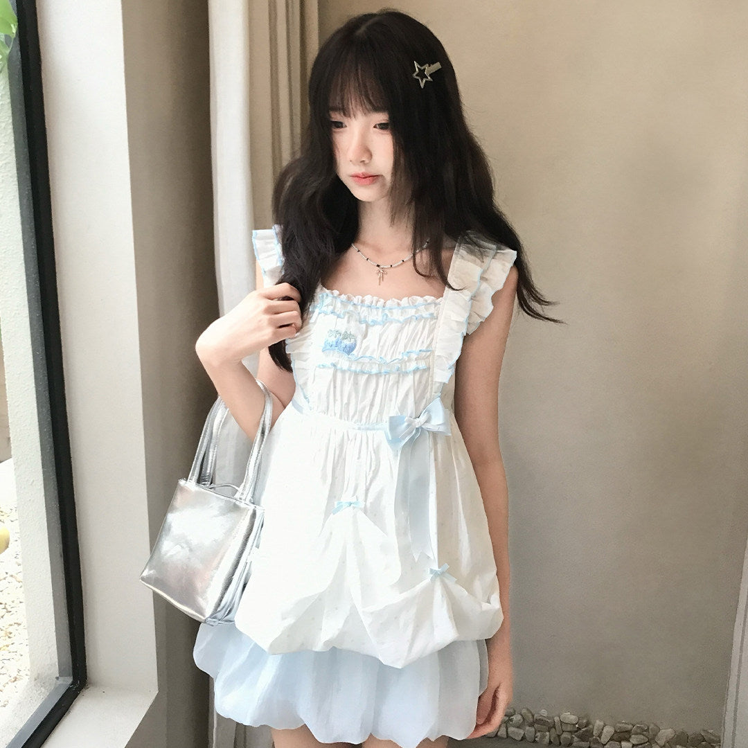 Ruffle Bow Balloon Hem Top LAL0197