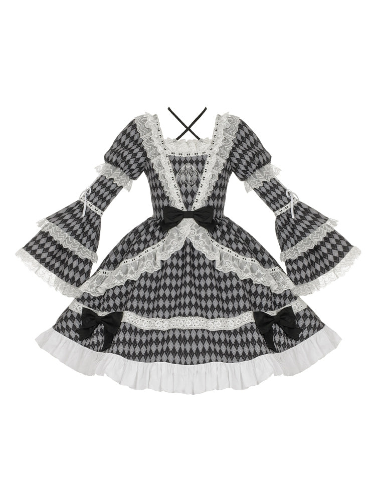 Diamond Shape Long Sleeve Lolita Dress WIT0020