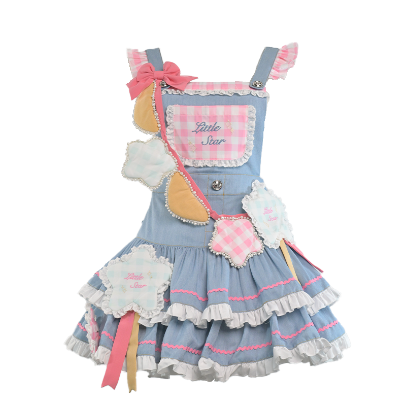 Sweet Lolita Pink & blue Suspender Skirt BUB0003