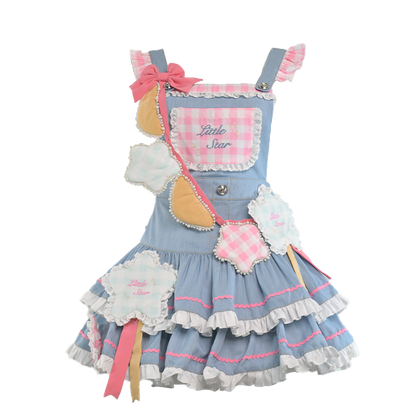 Sweet Lolita Pink & blue Suspender Skirt BUB0003