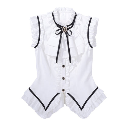 Black White Ruffled Lolita Vest Skirt Set YOU0269