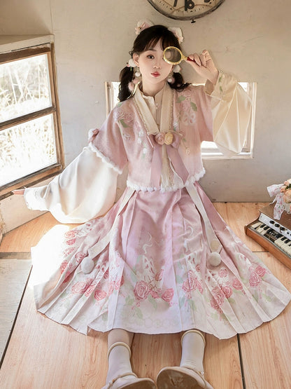 Chinese-Style Lolita Rose Cat Print Dress YOU0183