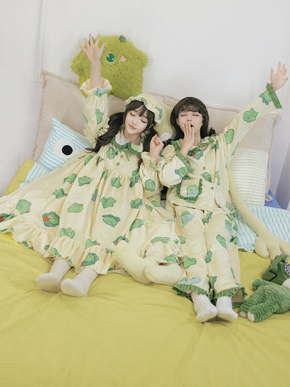 Flannel Frog Print Pajamas WIT0194