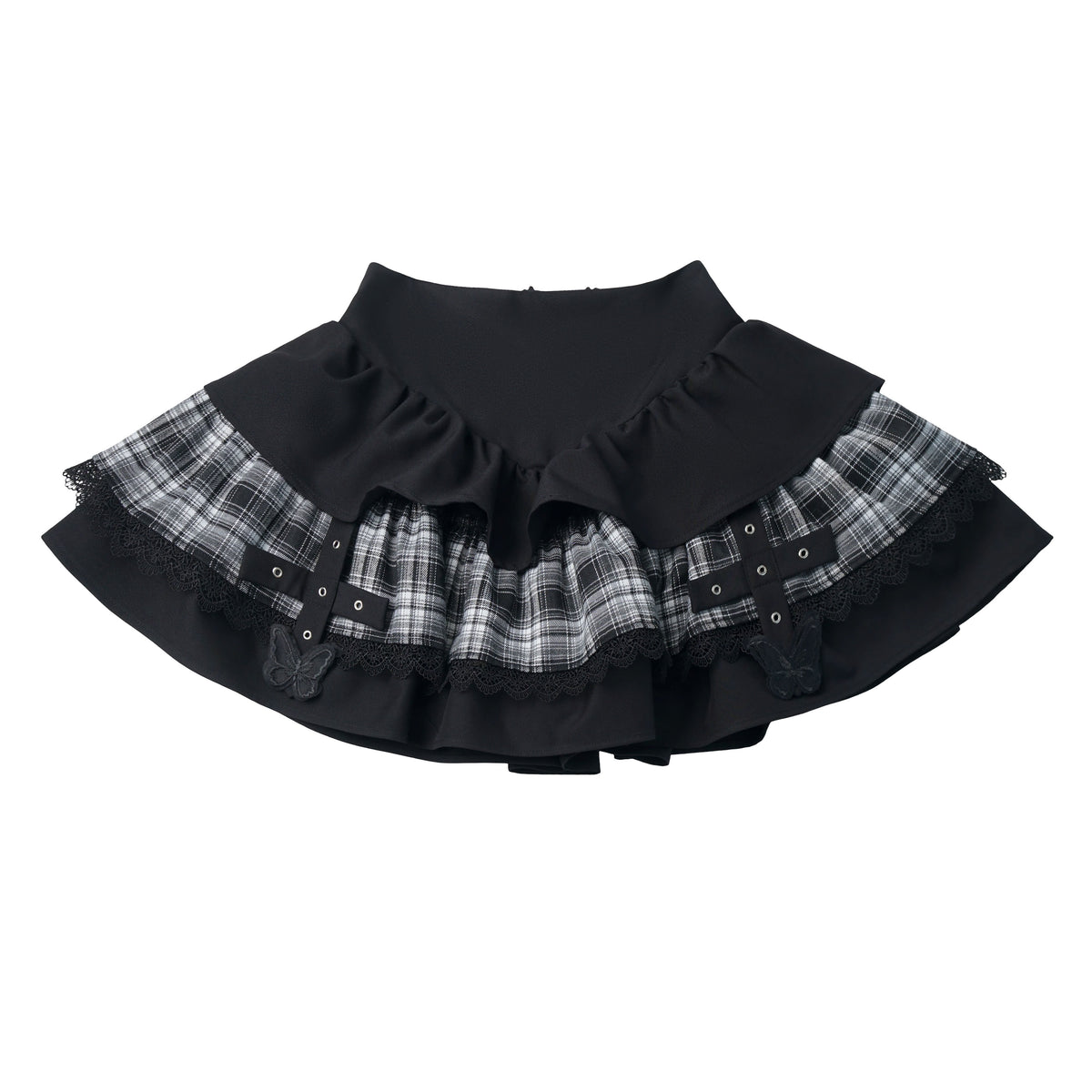 Vintage Layered Blazer And Plaid Cake Skirt PIN0055