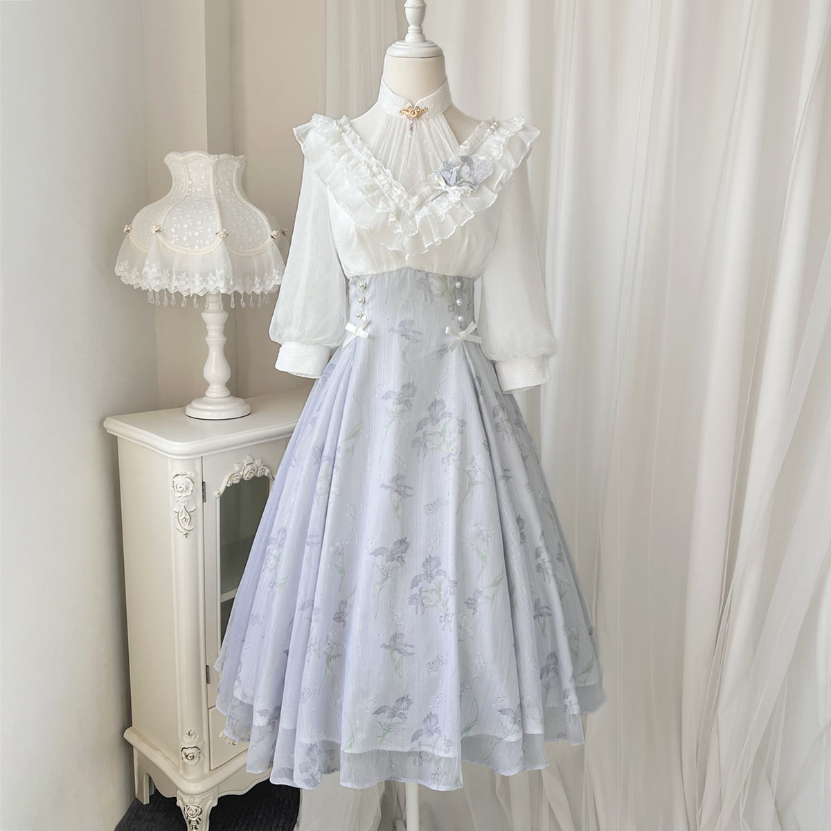 Elegant Light Blue Girly Dress YOU0086