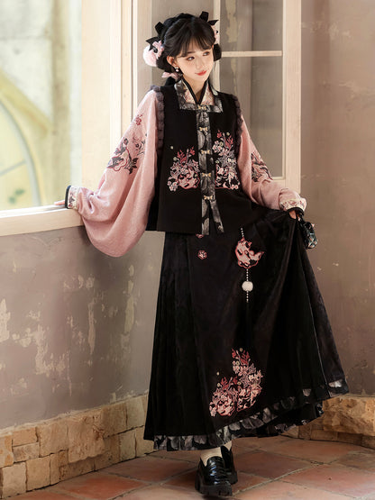 Chinese Style Floral Embroidered Skirt Set YOU0321