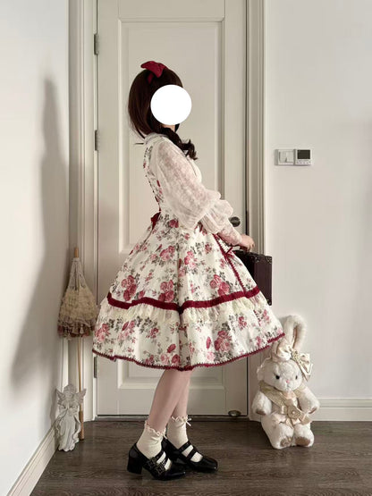 Red Floral Ribbon Trim Lolita Dress ONE0026
