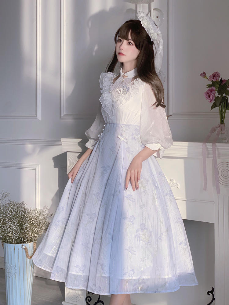 Elegant Light Blue Girly Dress YOU0086