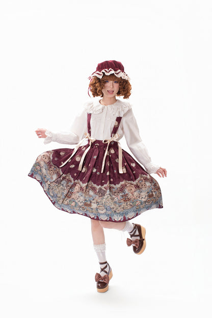 Teddy Bear Print Lolita Suspender Skirt ONE0027