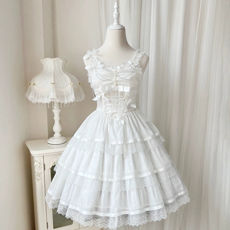 Black & White Ribbon Lolita Dress YOU0072