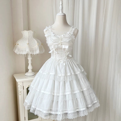 Black & White Ribbon Lolita Dress YOU0072