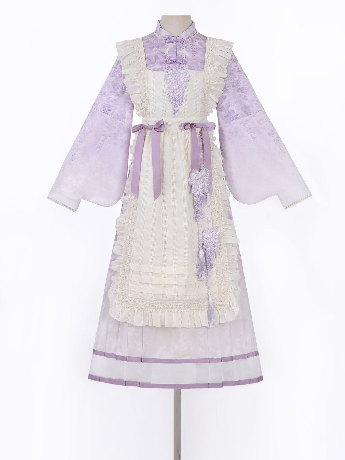 Chinese Style Floral Print Apron Dress Set YOU0252