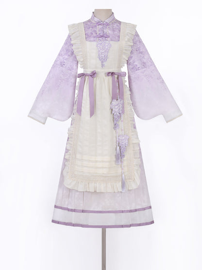 Chinese Style Floral Print Apron Dress Set YOU0252