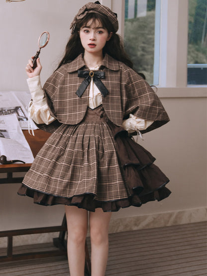 Side Open Suspender Skirt & Lolita Shirt SWE0009