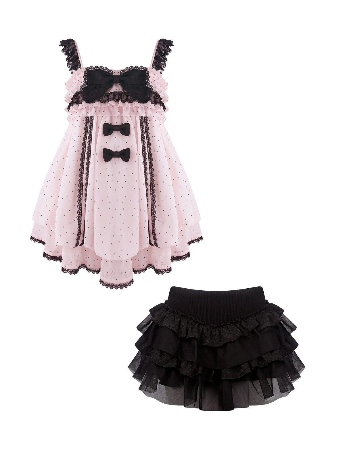 Pink Polka Dot Dress With Petticoat SER0151