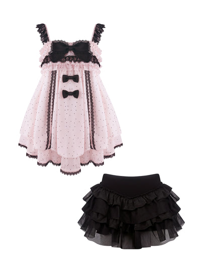 Pink Polka Dot Dress With Petticoat SER0151