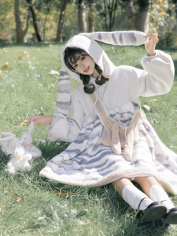 Bunny Ear Hooded Fleece Dress WIT0209