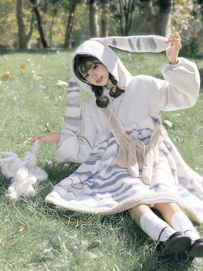 Bunny Ear Hooded Fleece Dress WIT0209