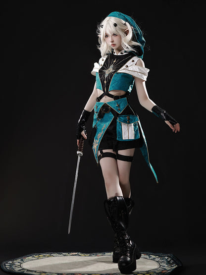 Gothic Punk Hooded Battle Suit Three-Piece Set YOU0304