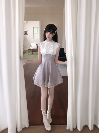 Lavender Plaid High Waist Dress LAL0176
