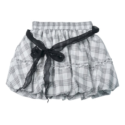 Corset Bodice Top And Plaid Bubble Skirt PIN0049