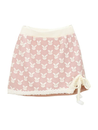 Rabbit Print Pink Three-Piece Set SER0089