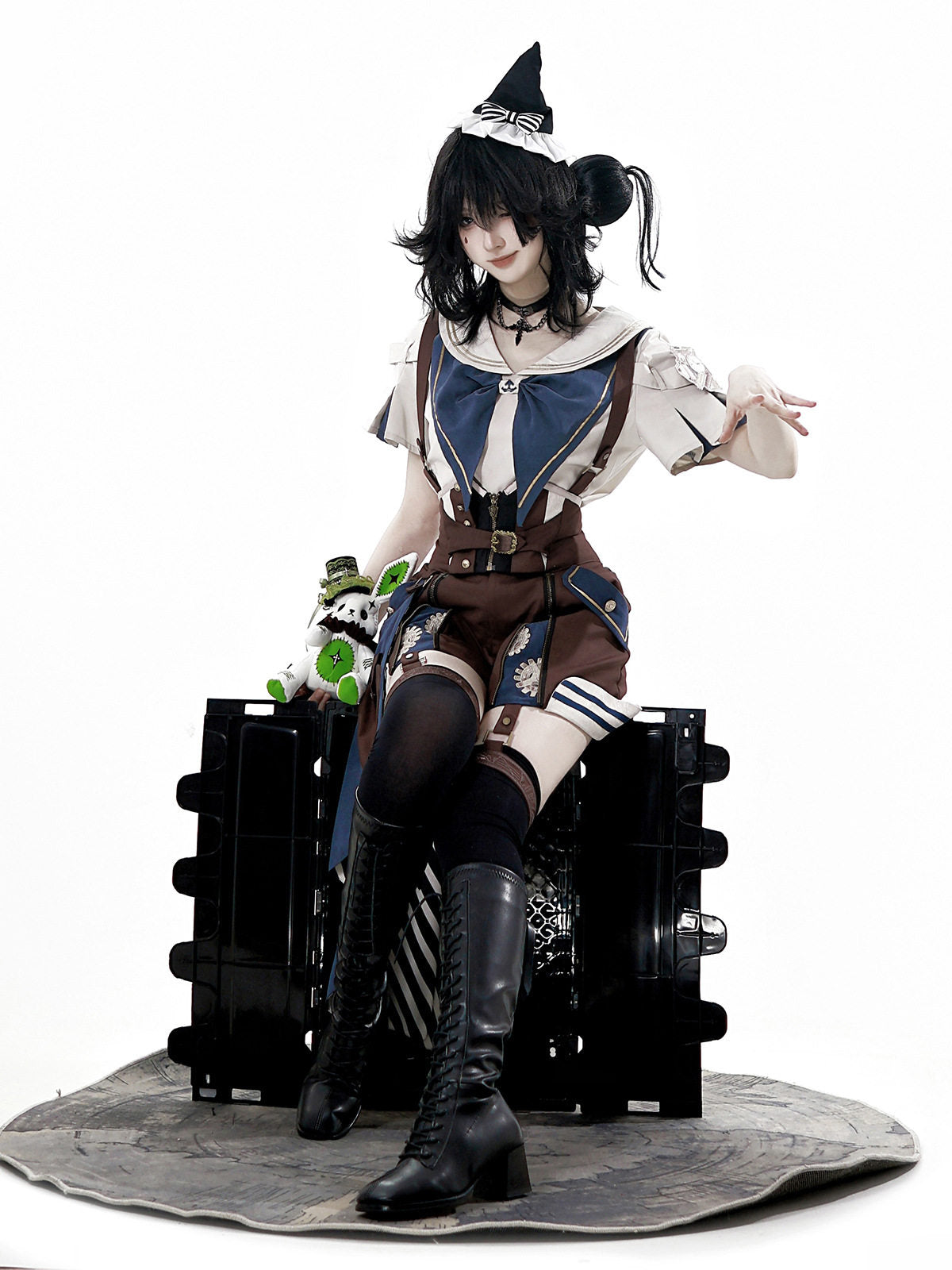 Sailor Collar Steampunk 3-Piece Overall Set YOU0293