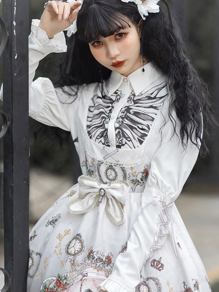 White & Black Twin Pair Gothic Lolita Dress CHE0025