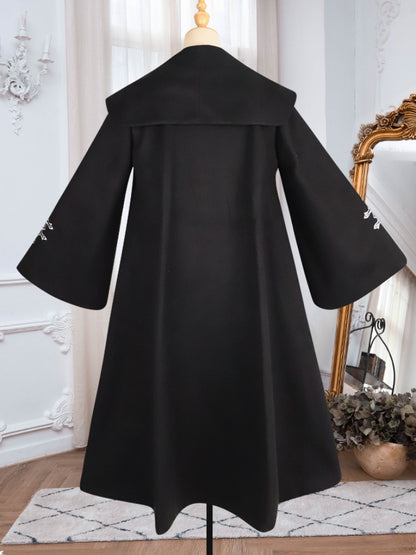 Black Long Cape Coat CHE0038