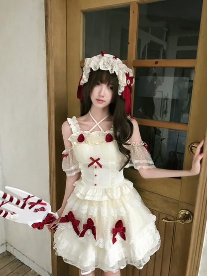 Ruffle Bow Camisole And Skirt Set LAL0198