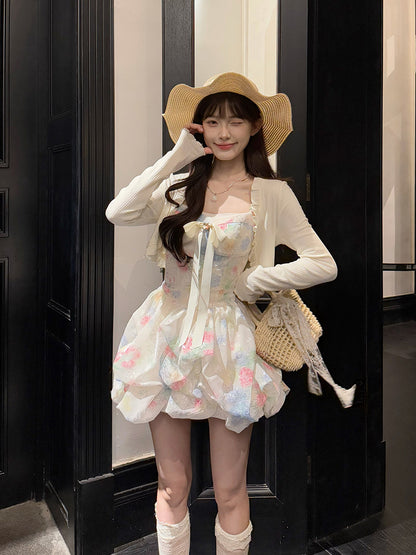 Floral Corset Bubble Hem Dress BEL0026