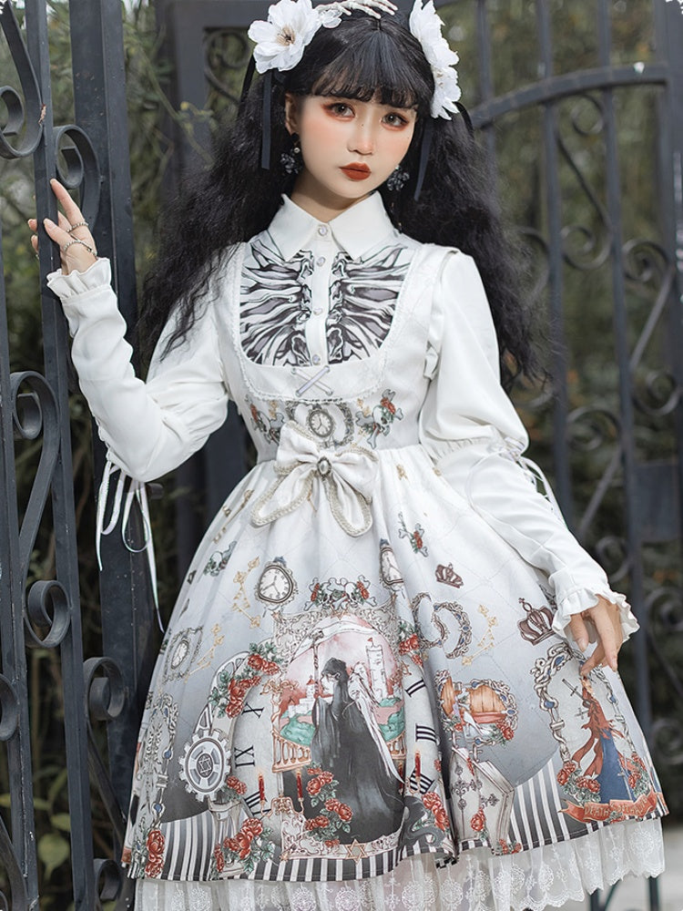 White & Black Twin Pair Gothic Lolita Dress CHE0025