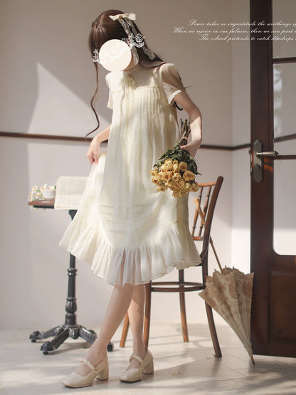 French Elegant White Dress HUT0007