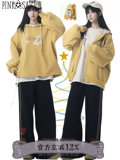 Oversized Zip Hoodie Sweatpants Set PIN0036